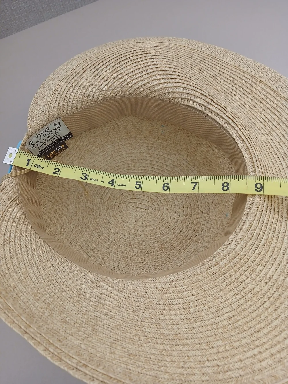 Sun N Sand Woven Straw Sun Hat with Light Blue Band
